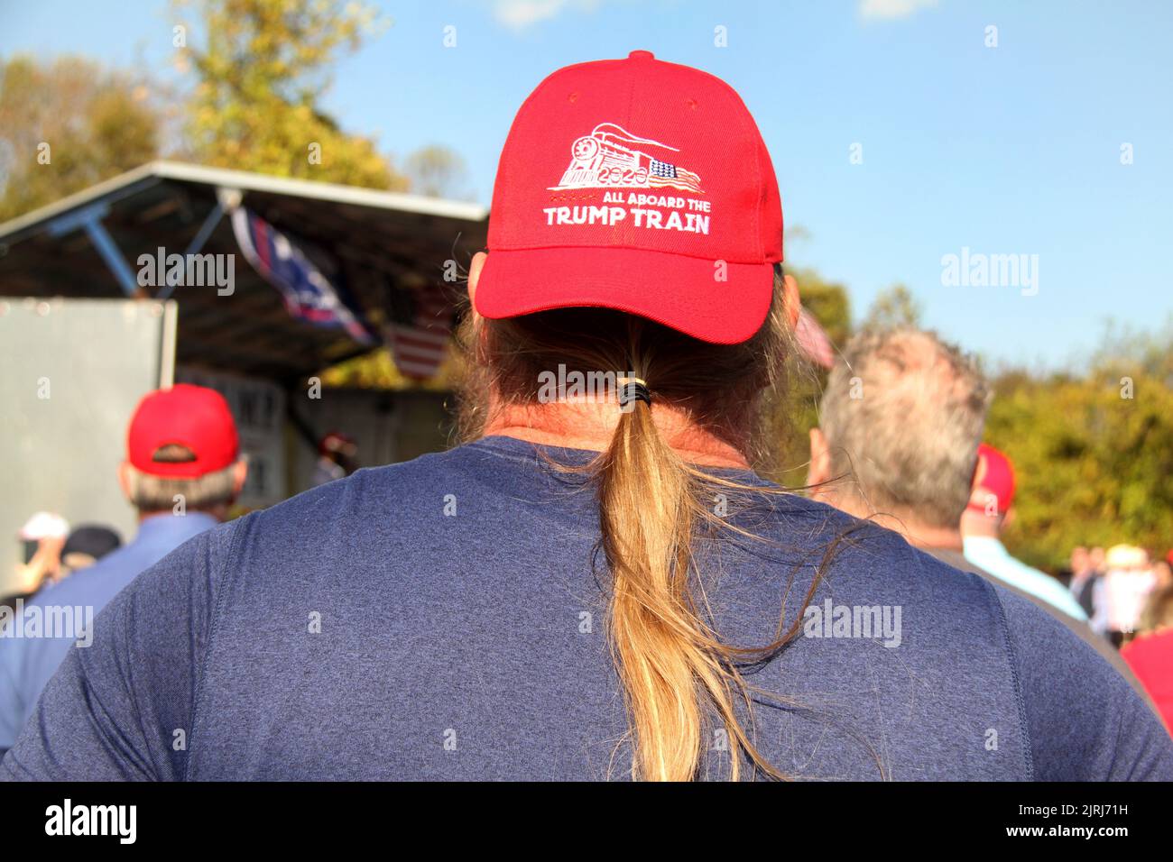 Trump supporter's hat during the presidential campaign in the U.S.A. 2020 Stock Photo