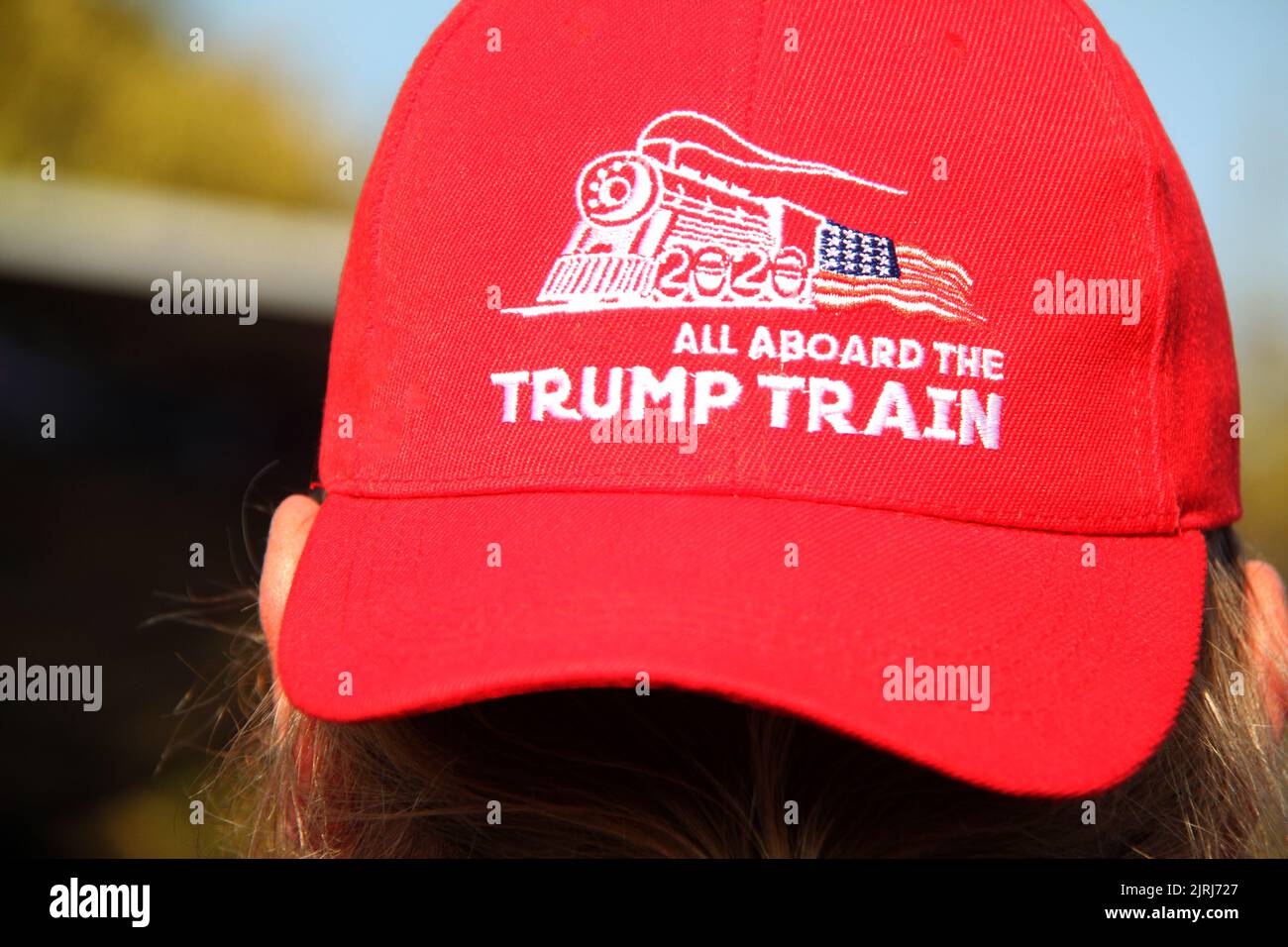 Trump supporter's hat during the presidential campaign in the U.S.A. 2020 Stock Photo