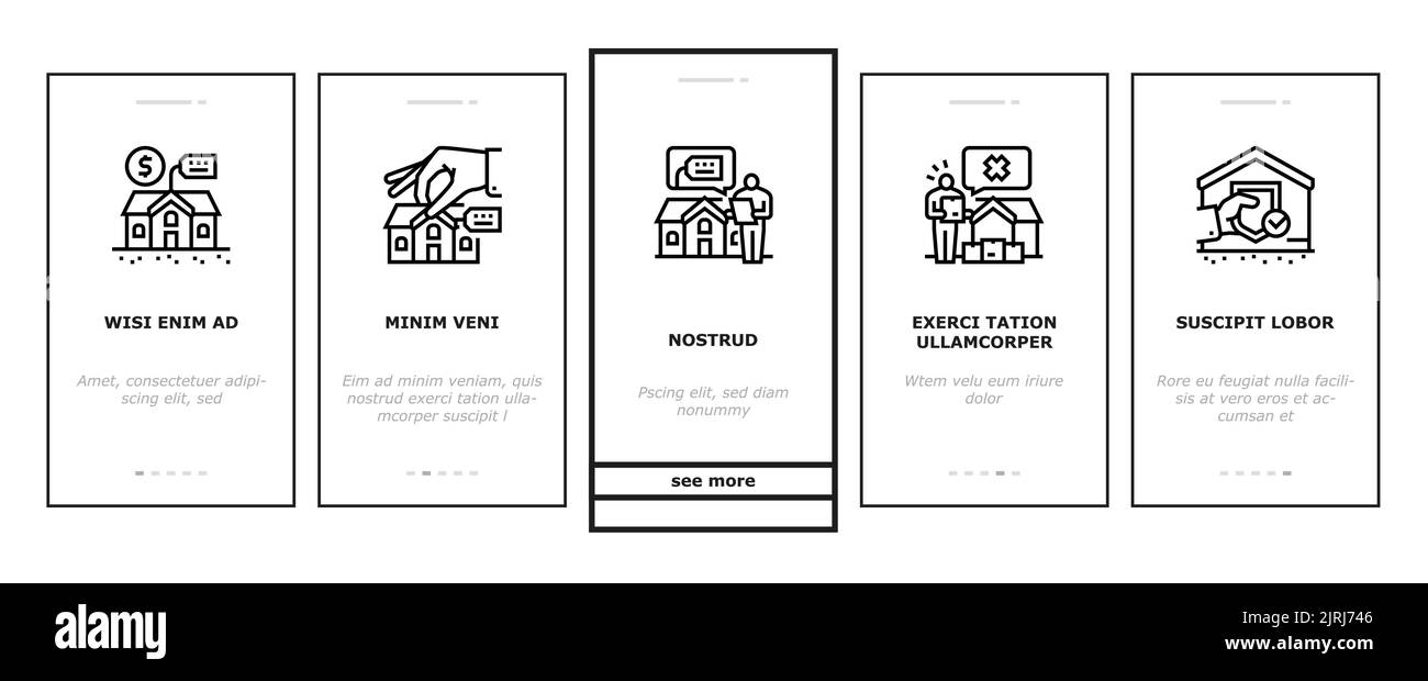 property estate home house real onboarding icons set vector Stock ...