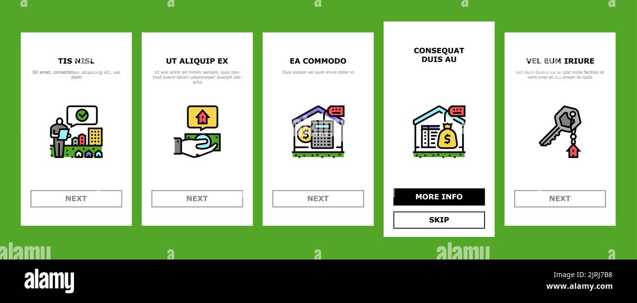 property estate home house real onboarding icons set vector Stock ...