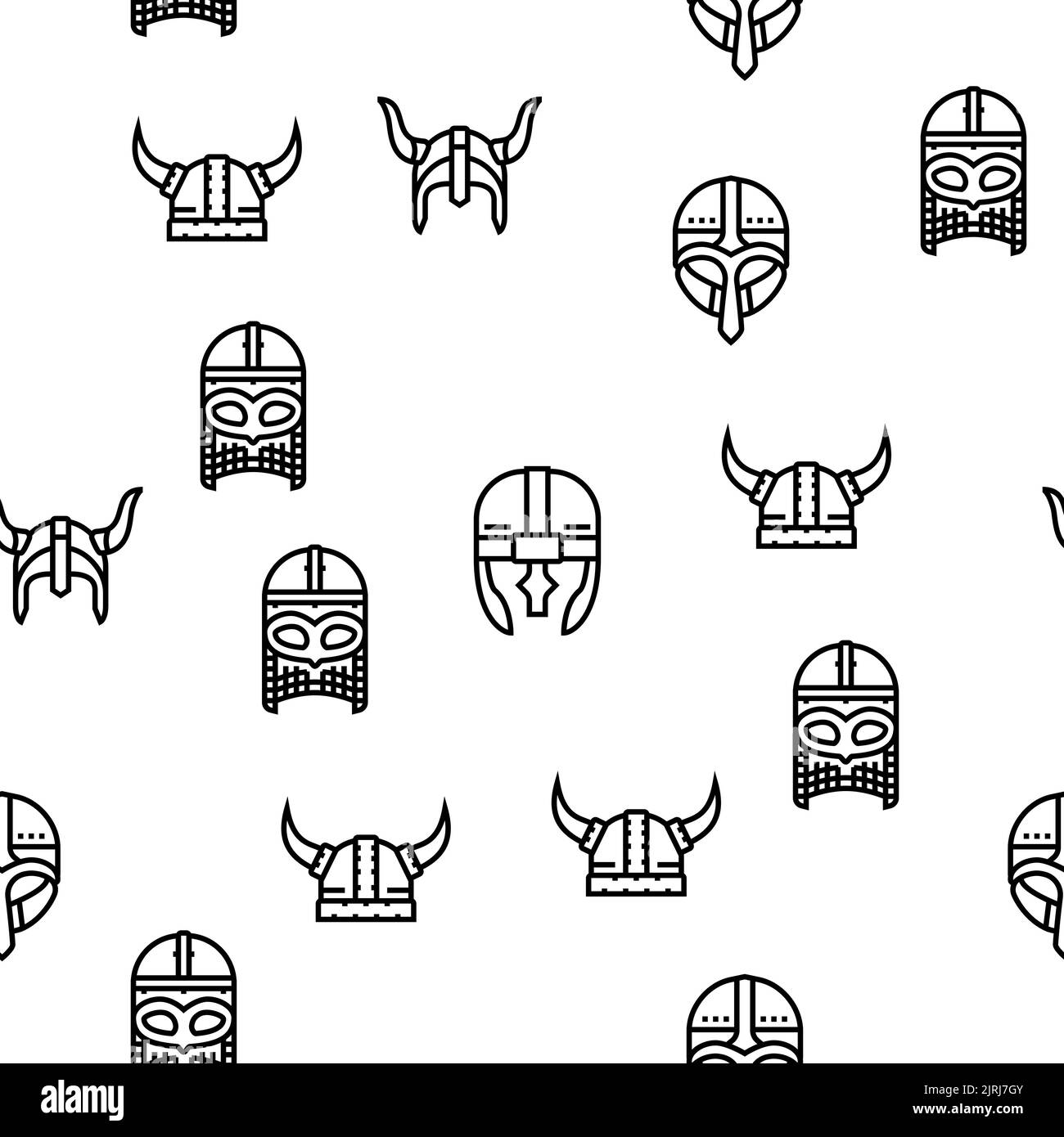 viking medieval norse helmet vector seamless pattern Stock Vector