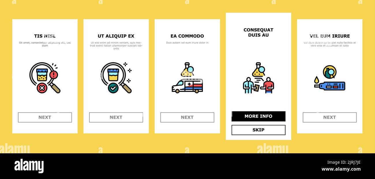 Drug Test Examination Device onboarding icons set vector Stock Vector ...