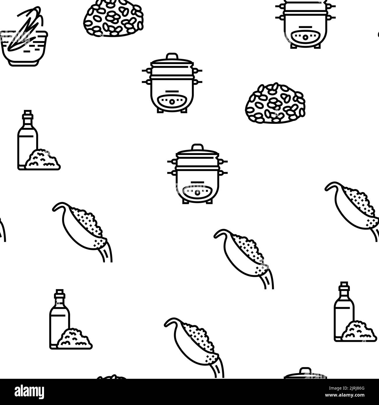 Rice For Preparing Delicious Food Vector Seamless Pattern Stock Vector rice-for-preparing-delicious-food-vector-seamless-pattern-stock-vector