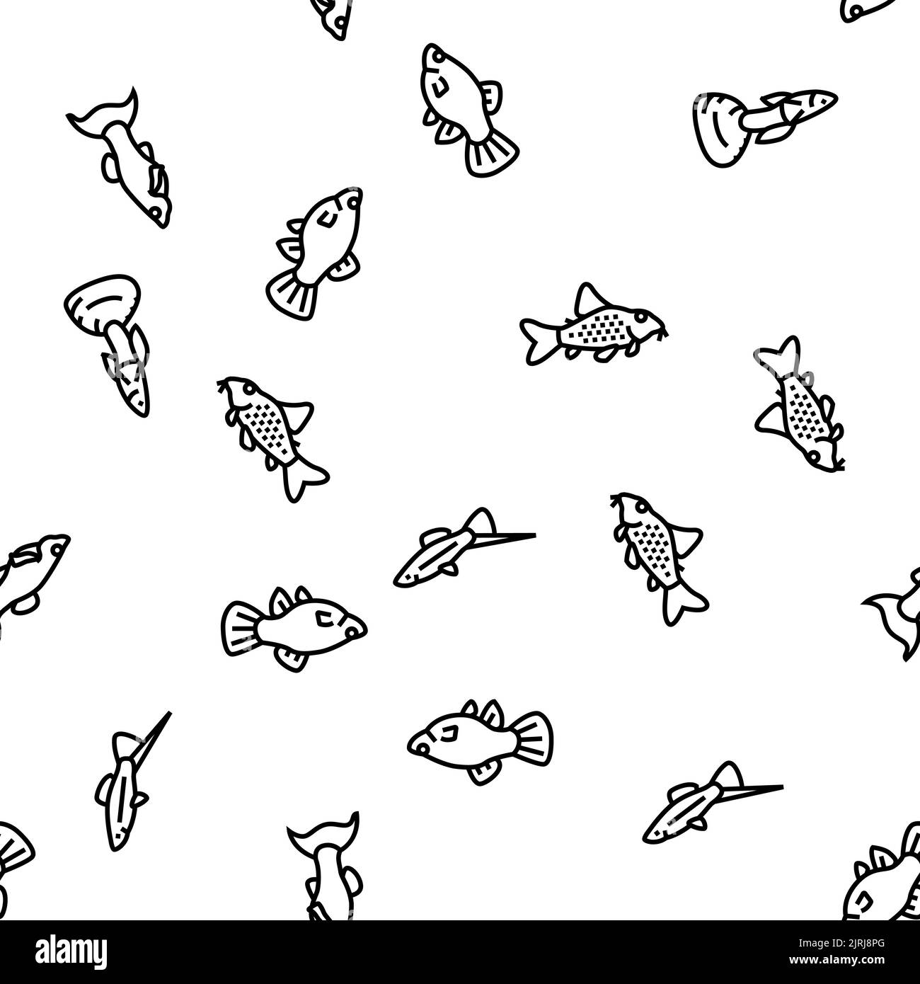 Aquarium Fish Tropical Animal vector seamless pattern Stock Vector