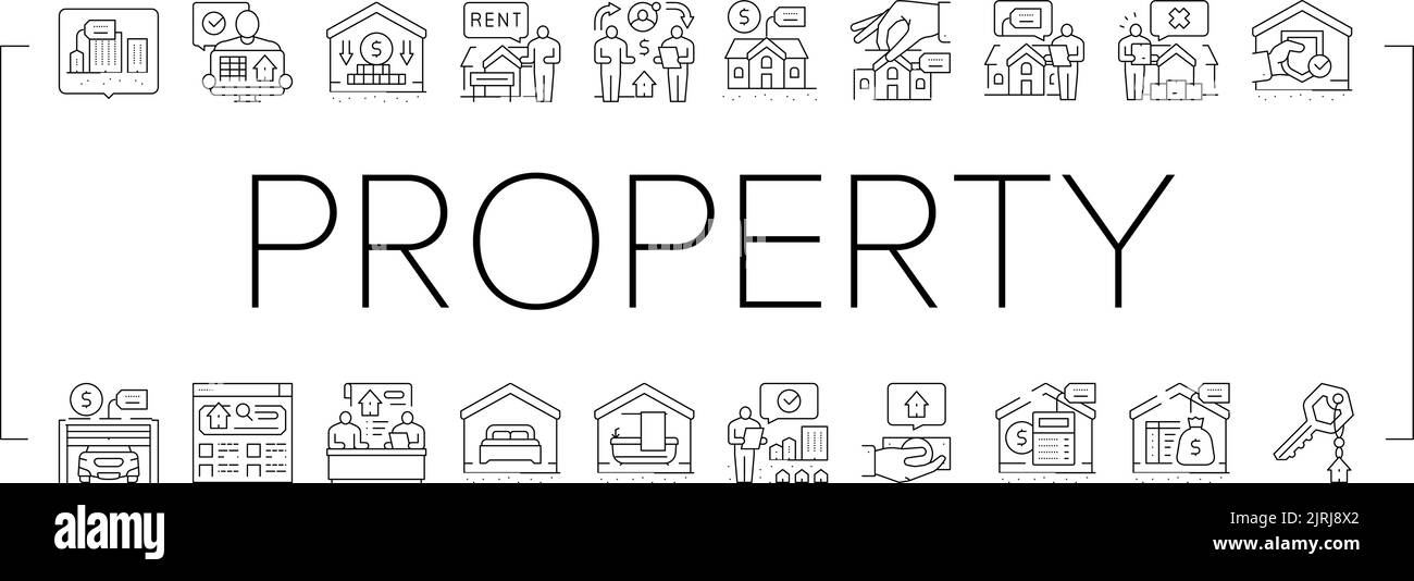 property estate home house real icons set vector Stock Vector Image ...