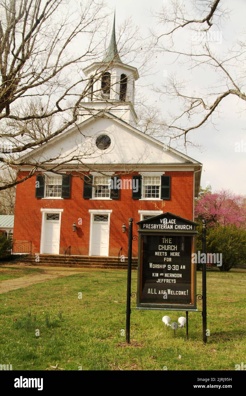 Village Presbyterian Church (1836) in Charlotte Court House, VA, USA Stock Photo