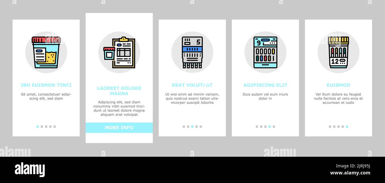 Drug Test Examination Device onboarding icons set vector Stock Vector