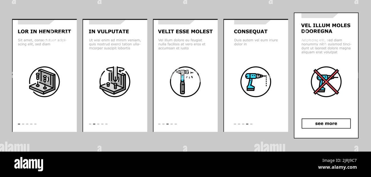 assembly furniture instruction onboarding icons set vector Stock Vector