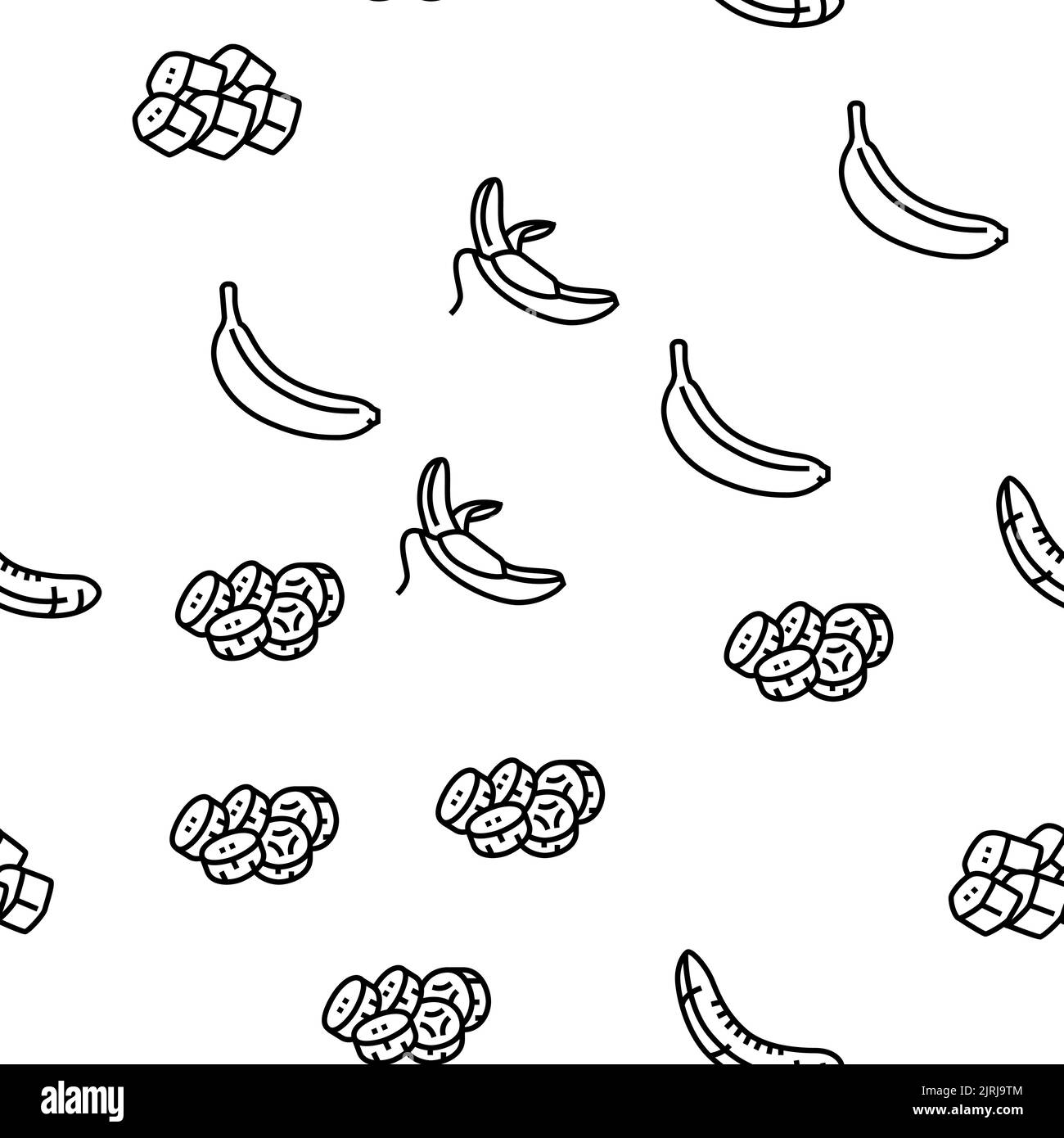 banana fruit food yellow white vector seamless pattern Stock Vector
