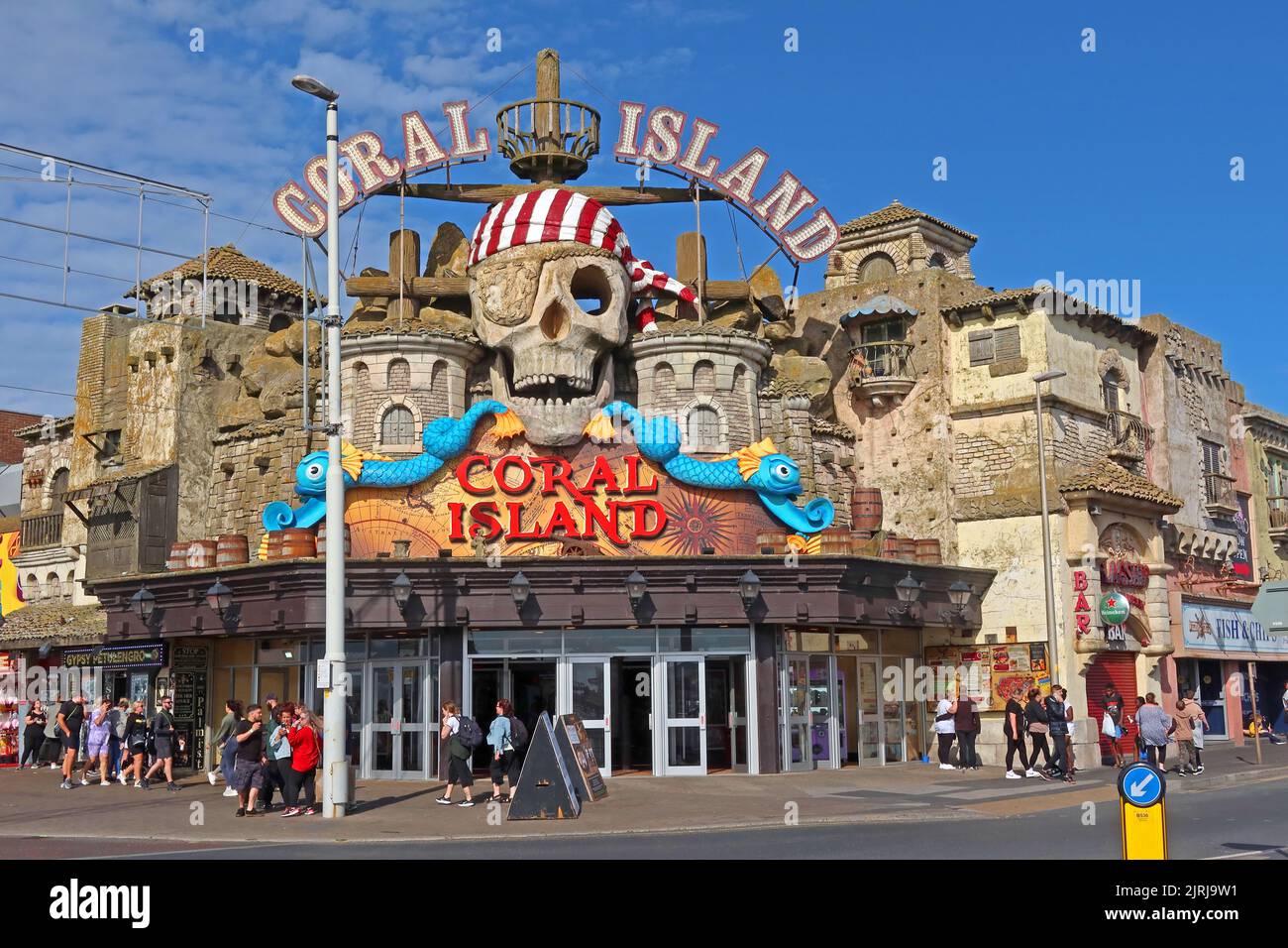 Coral island entertainment and amusement centre, the Golden Mile, Central promenade, Blackpool seaside resort, Lancashire, England, UK, FY1 5DW Stock Photo