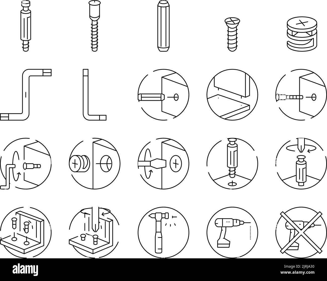 assembly furniture instruction icons set vector Stock Vector Image