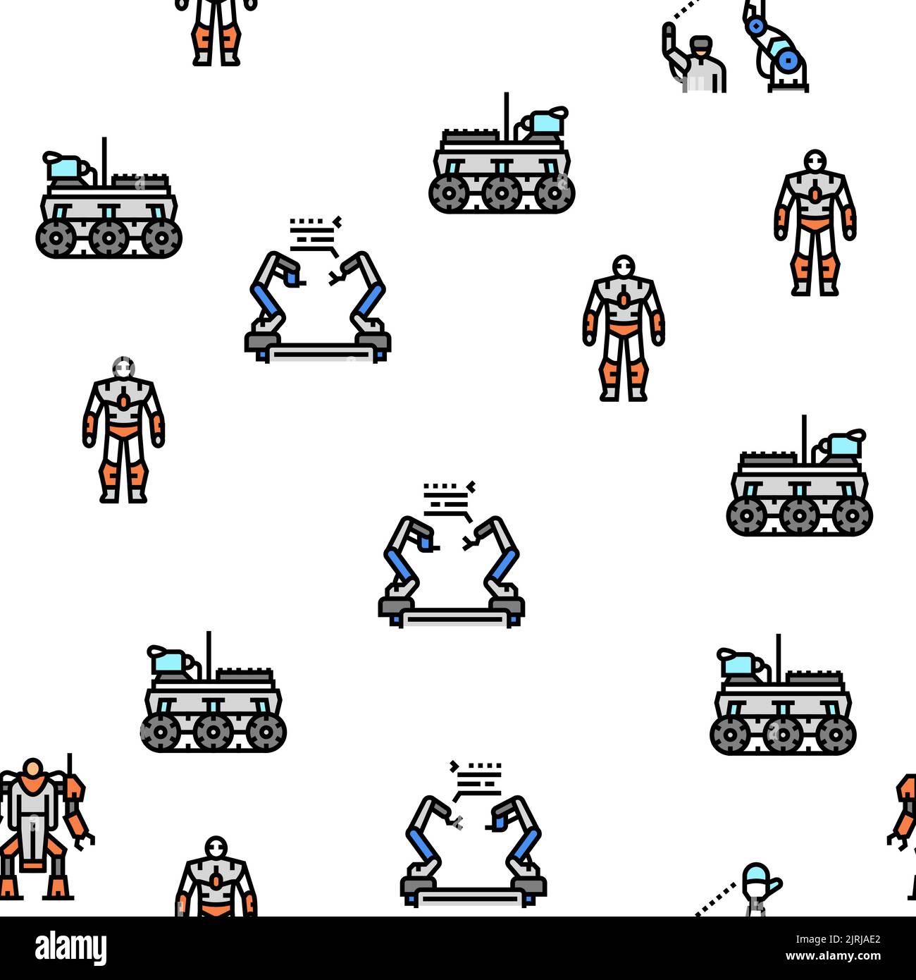 Robot Development And Industry vector seamless pattern Stock Vector ...
