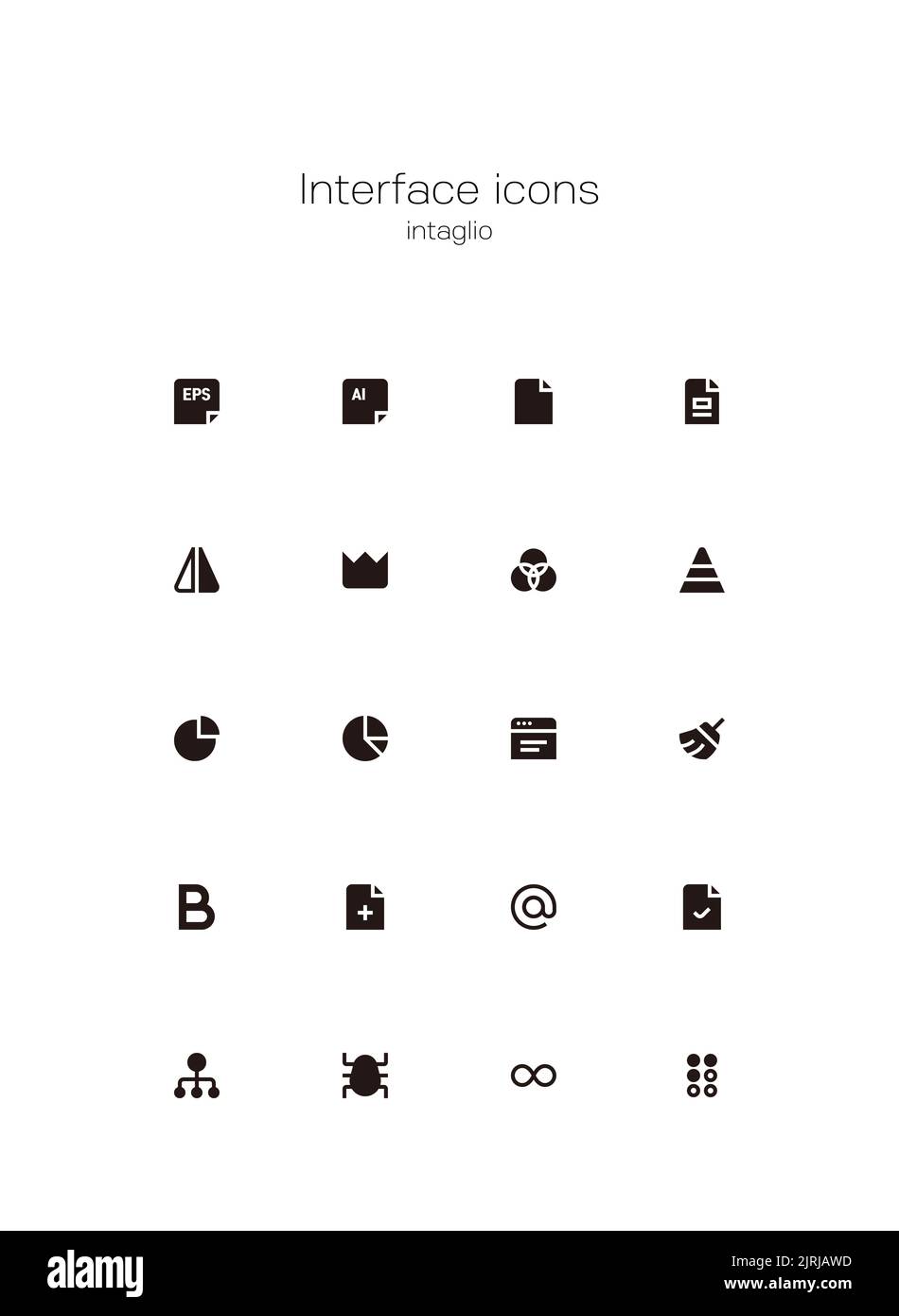 UI UX display interface related minimal black colored icon set Stock ...