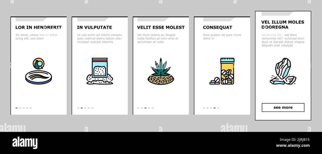 Drug Test Examination Device onboarding icons set vector Stock Vector