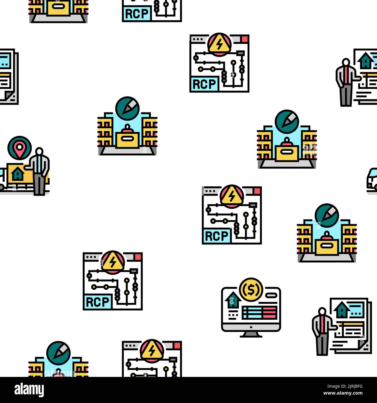 room interior design home modern vector seamless pattern Stock Vector ...
