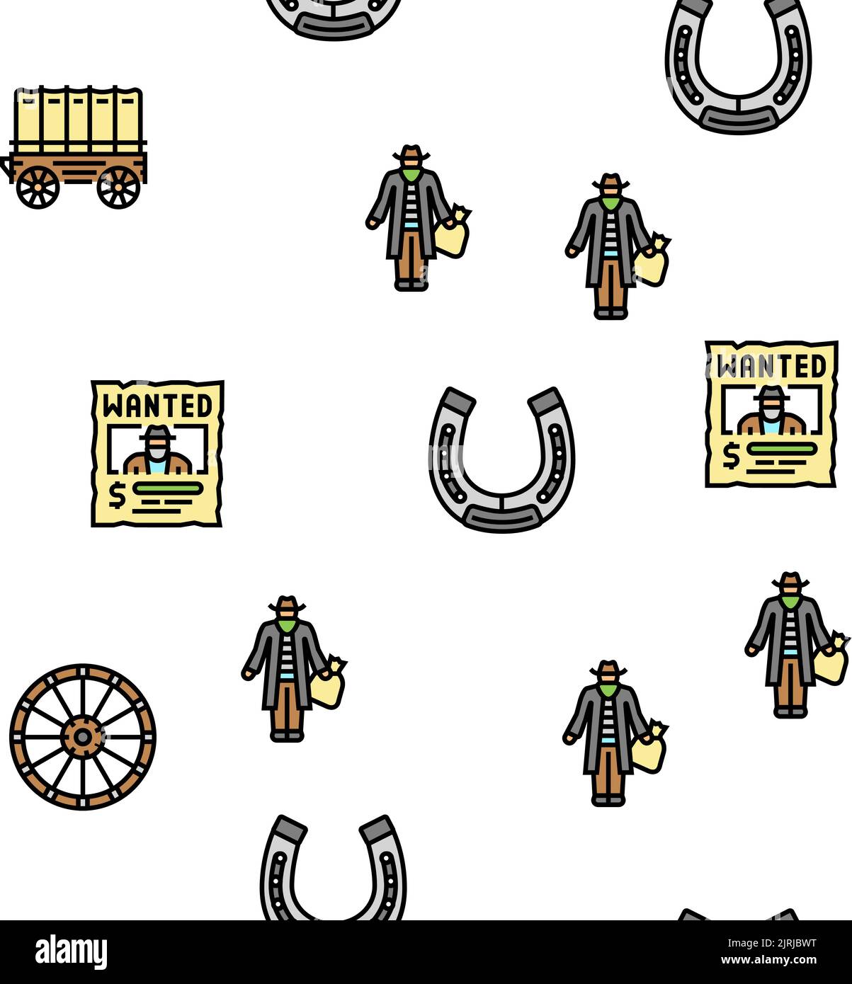Western Cowboy And Sheriff Man vector seamless pattern Stock Vector ...