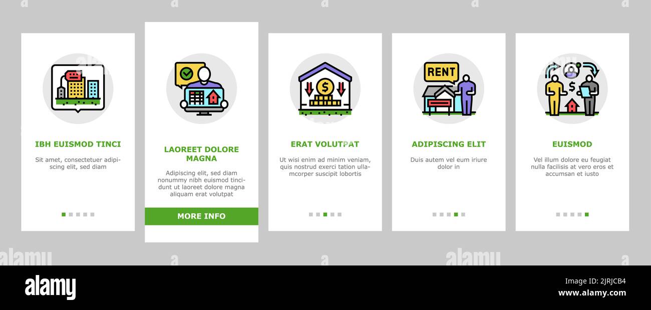 property estate home house real onboarding icons set vector Stock ...