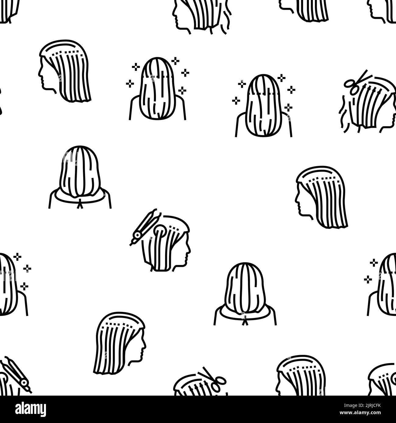 Hair Extension Salon Procedure vector seamless pattern Stock Vector ...