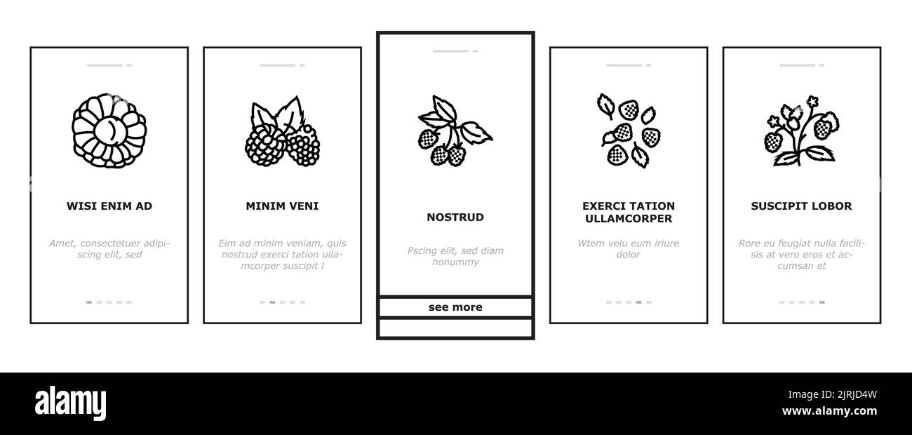 raspberry fruit berry red food onboarding icons set vector Stock Vector ...