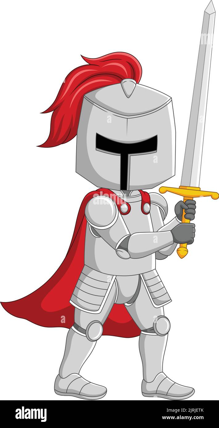 Cartoon knight with a sword Stock Vector