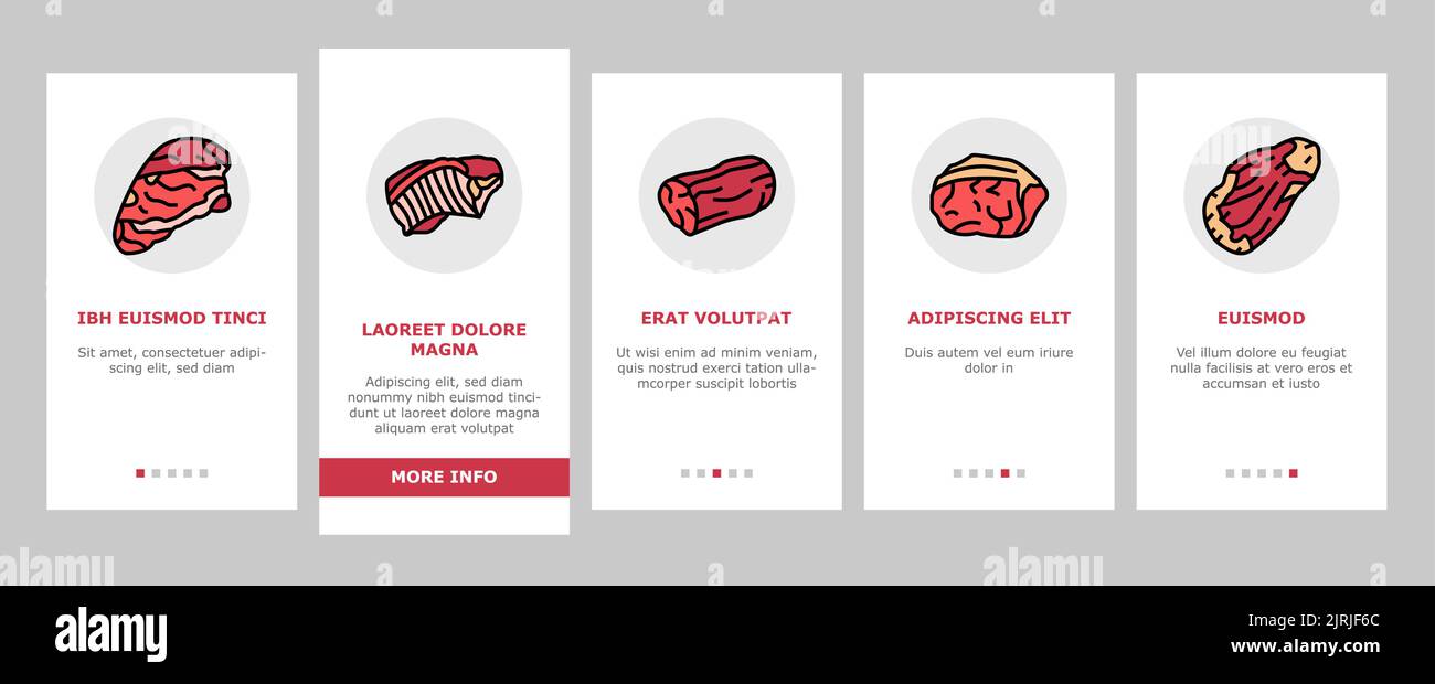 Beef Meat Nutrition Production onboarding icons set vector Stock Vector ...