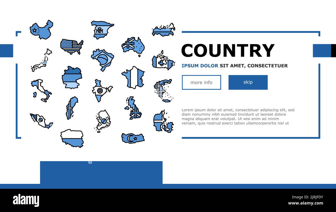 country world map global travel landing header vector Stock Vector ...