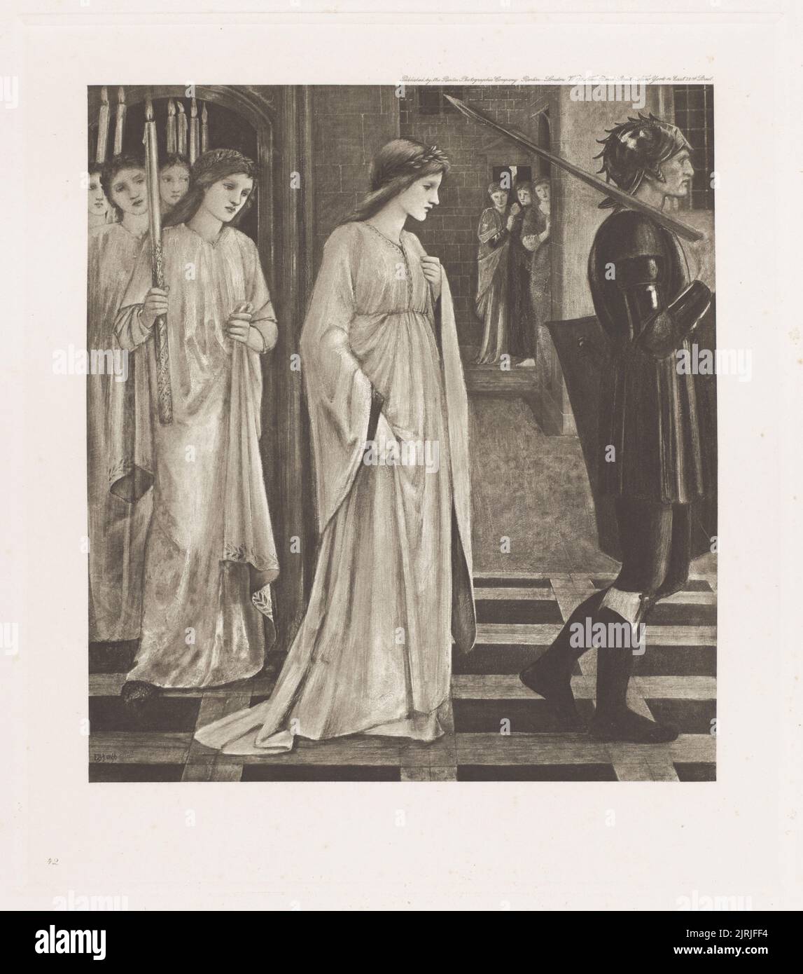 The Princess Sabra Lead to the Stake. From the portfolio: The Work of E. Burne-Jones., 1866, Great Britain, by Edward Burne-Jones, The Berlin Photographic Company. Stock Photo