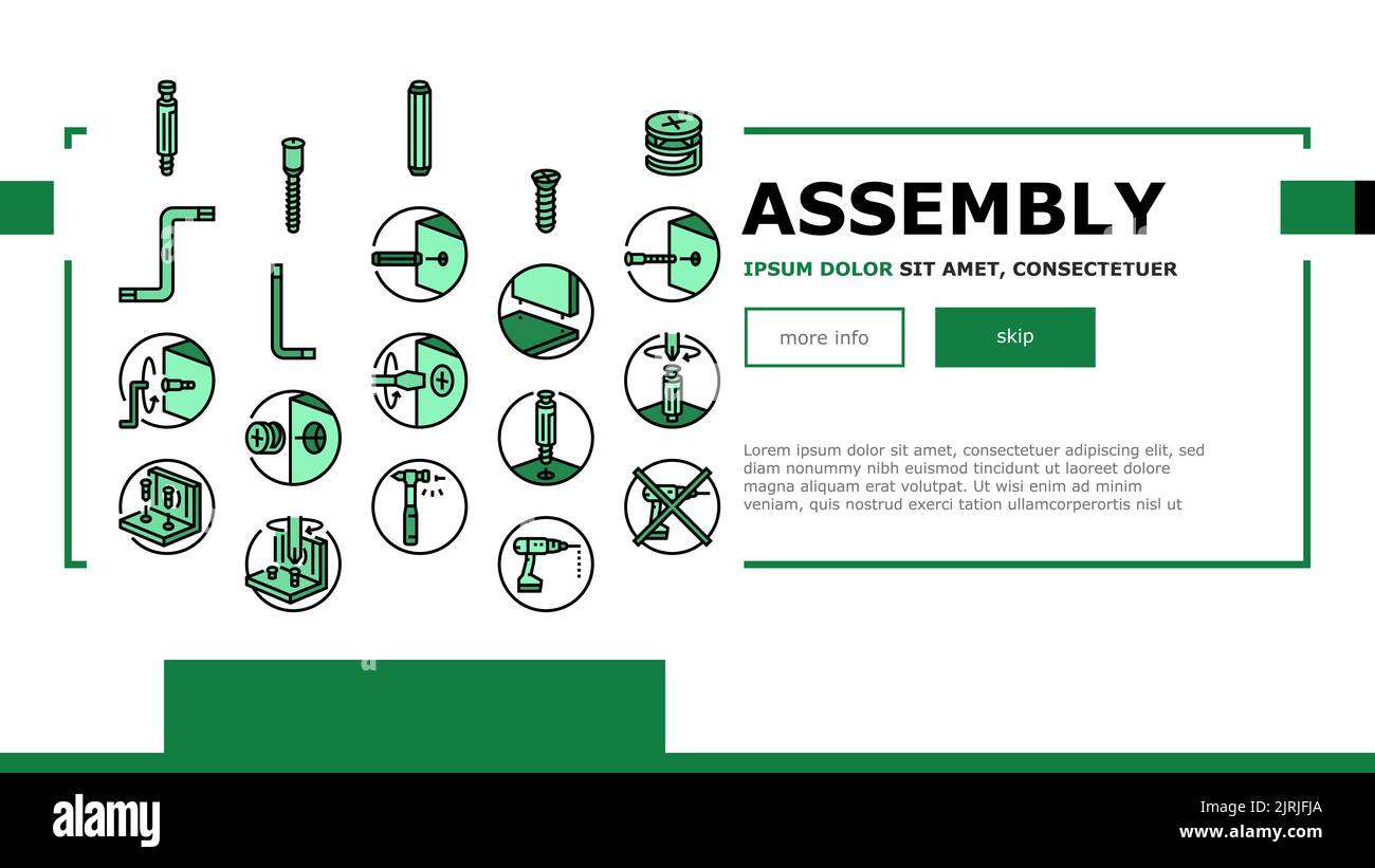 assembly furniture instruction landing header vector Stock Vector Image