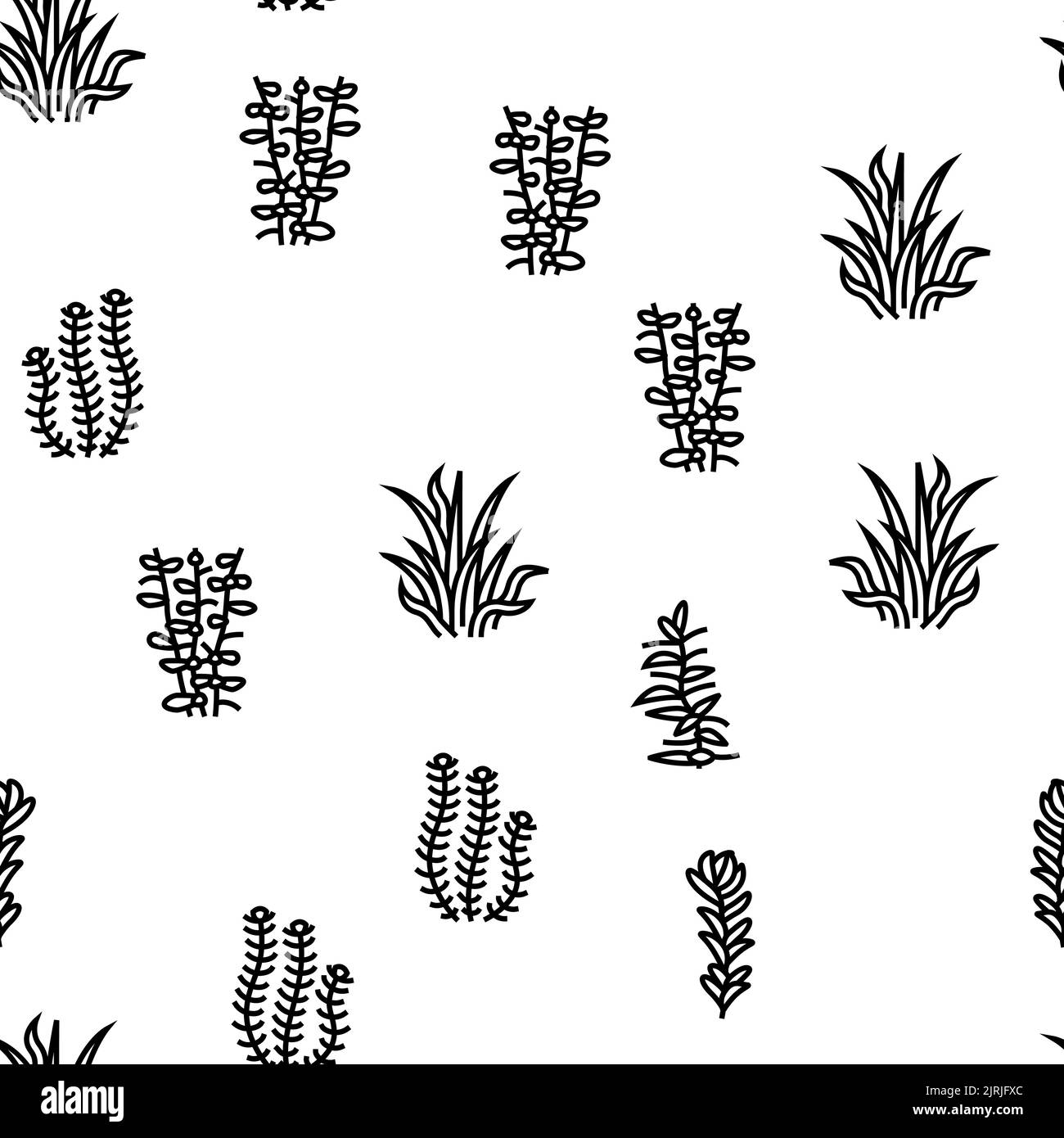 Aquatic Seaweed Natural Plant vector seamless pattern Stock Vector