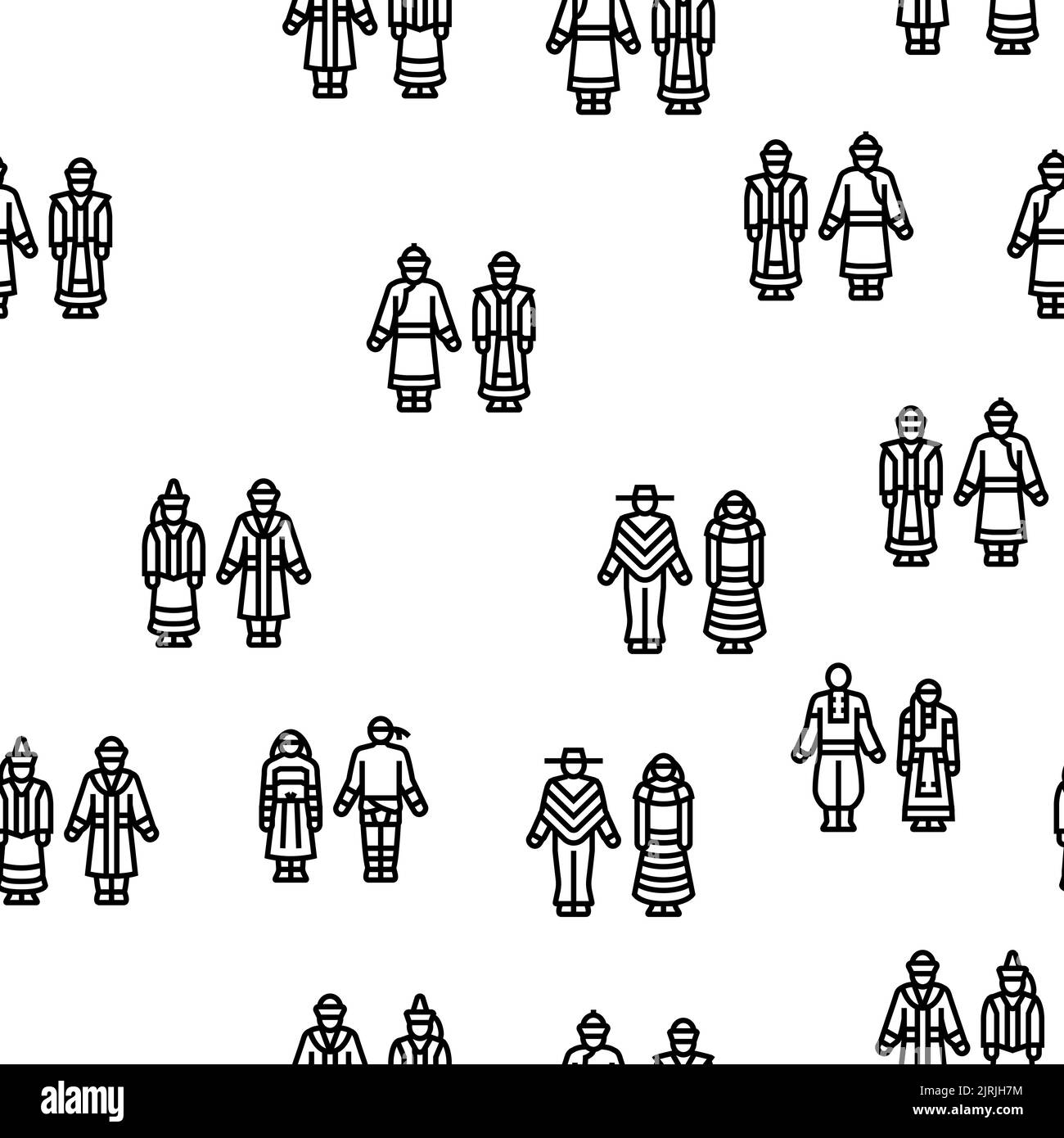 National Clothes Costume Design vector seamless pattern Stock Vector