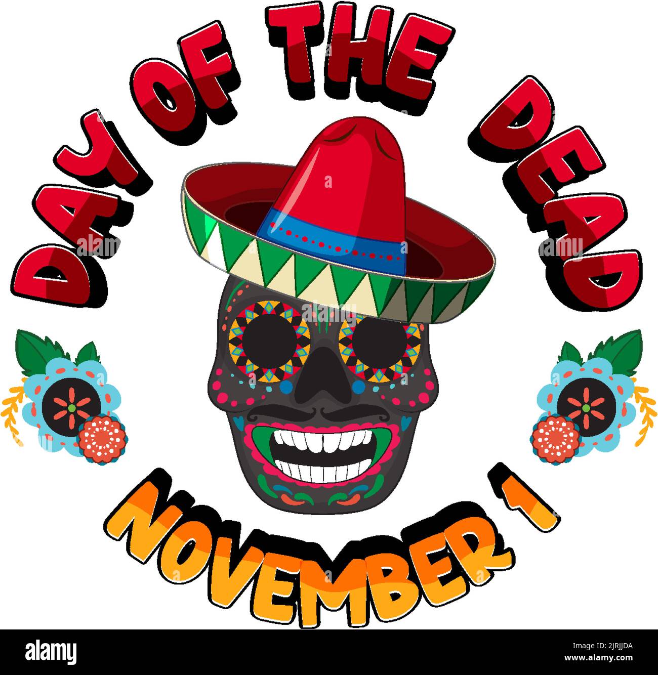 Day of the dead with calaca skull illustration Stock Vector Image & Art