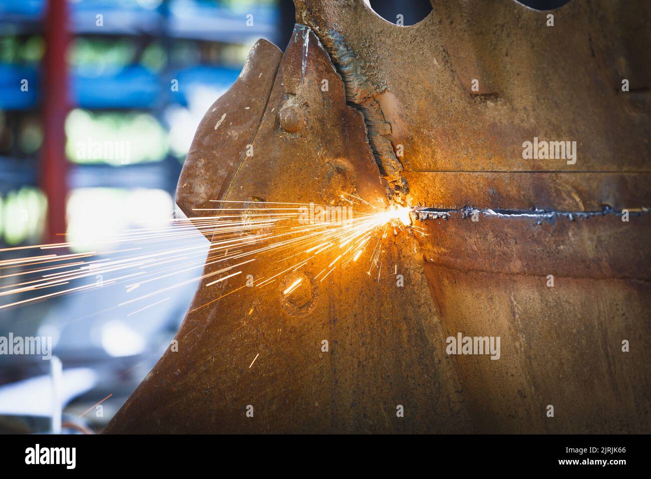 Cutting a steel with a gas torch. Gas welding and oxy-fuel cutting are