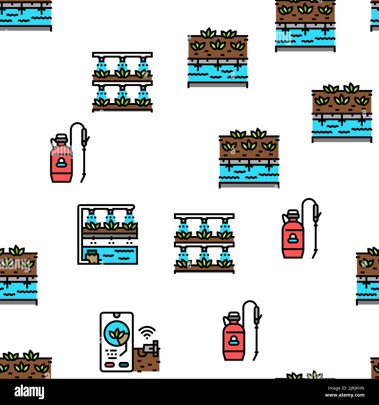 water system irrigation sprinker vector seamless pattern Stock Vector ...