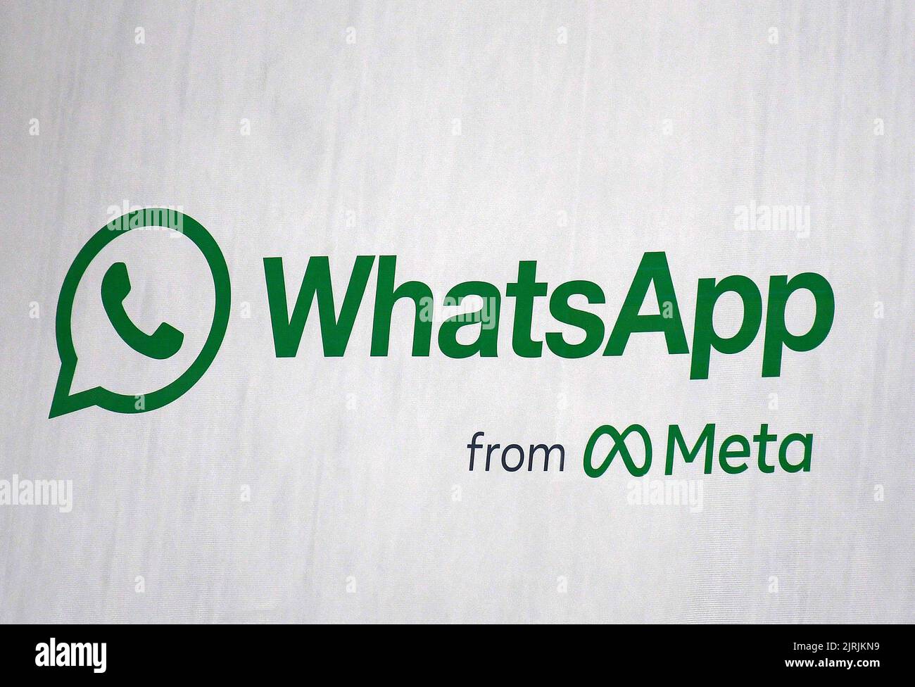 Mumbai, India. 24th Aug, 2022. A WhatsApp logo is displayed on the hoarding in Mumbai. WhatsApp is an instant messenger and voice over internet protocol owned by American company Meta that lets people connect with each other for casual or business related networking across the world. Credit: SOPA Images Limited/Alamy Live News Stock Photo