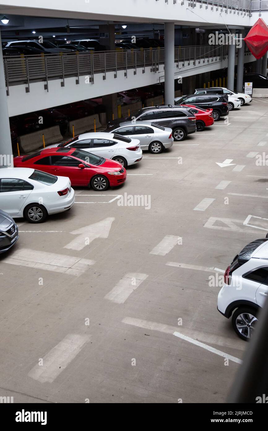 Cars parked in a parking garage at the Indianapolis International