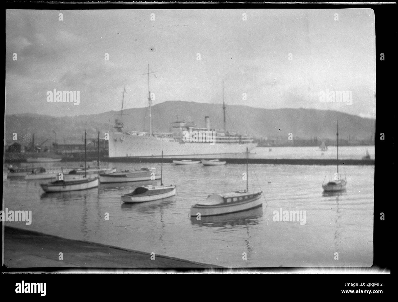 [Yachts in harbour], 1920s-1930s, Wellington, by Roland Searle. Stock Photo