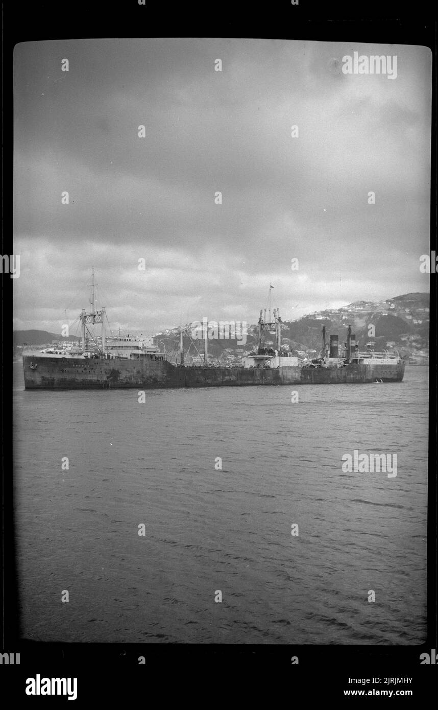 'Kosmos', Norwegian whaling ship in Wellington harbour, 1929, Wellington, by Roland Searle. Stock Photo