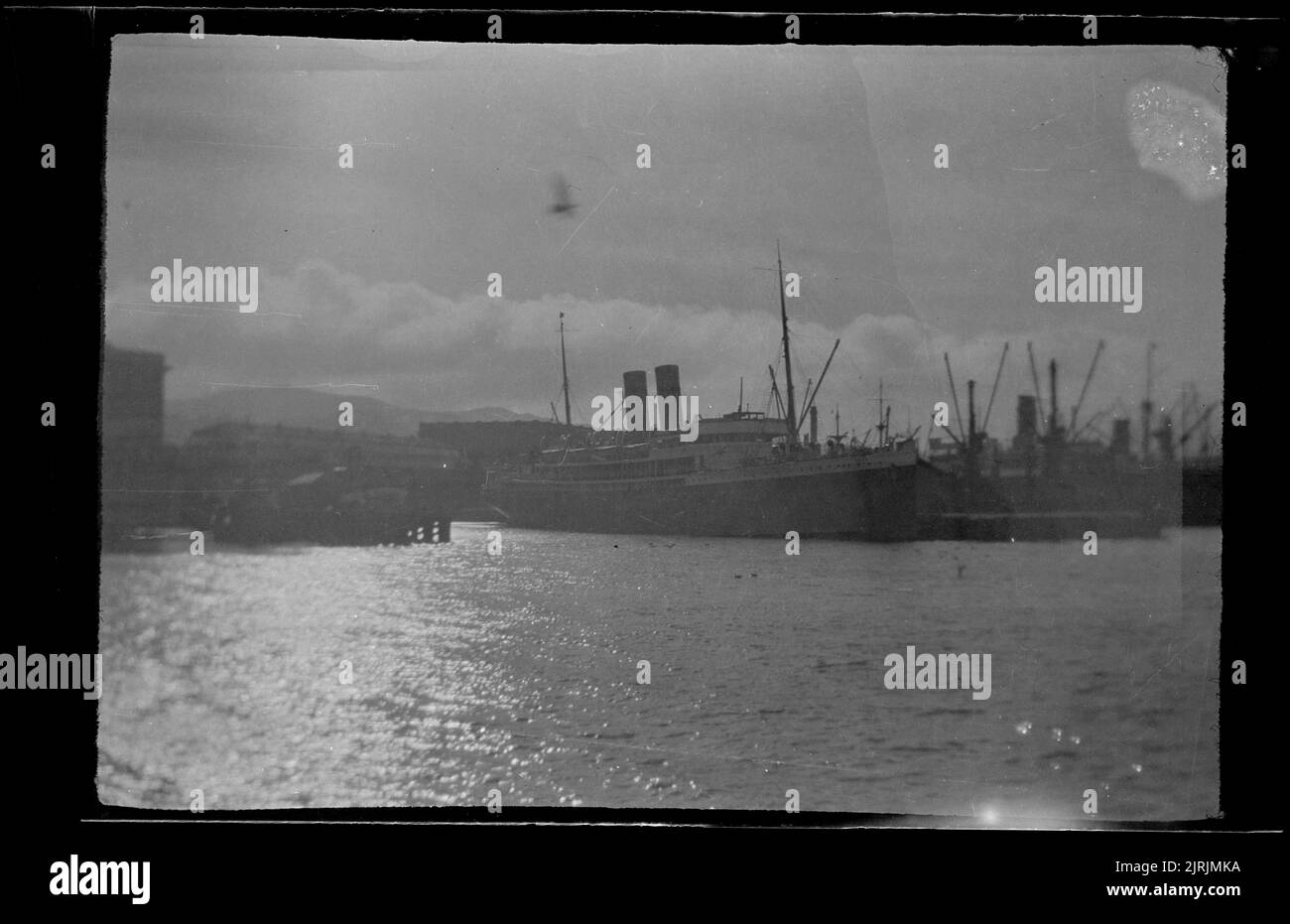[Ship moored in Wellington harbour], 1920s-1930s, Wellington, by Roland Searle. Stock Photo