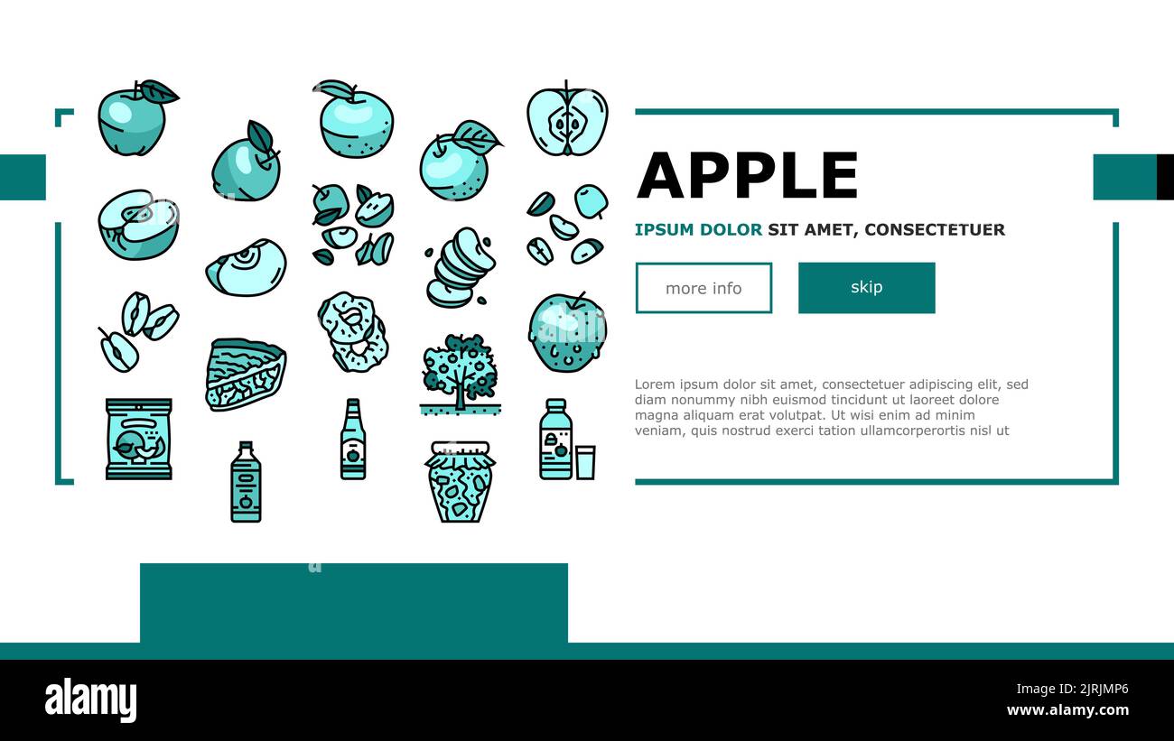 apple fruit red green leaf fresh landing header vector Stock Vector ...