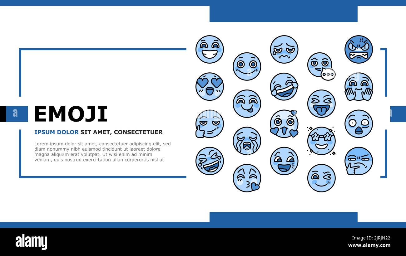 Smiley Header Emoji Emotional Funny Smile Face landing header vector Stock Vector ...