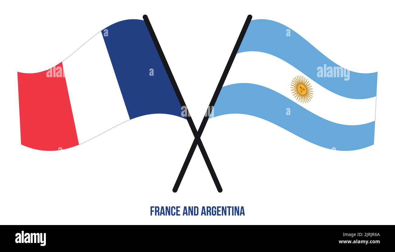 France and Argentina Flags Crossed And Waving Flat Style. Official ...