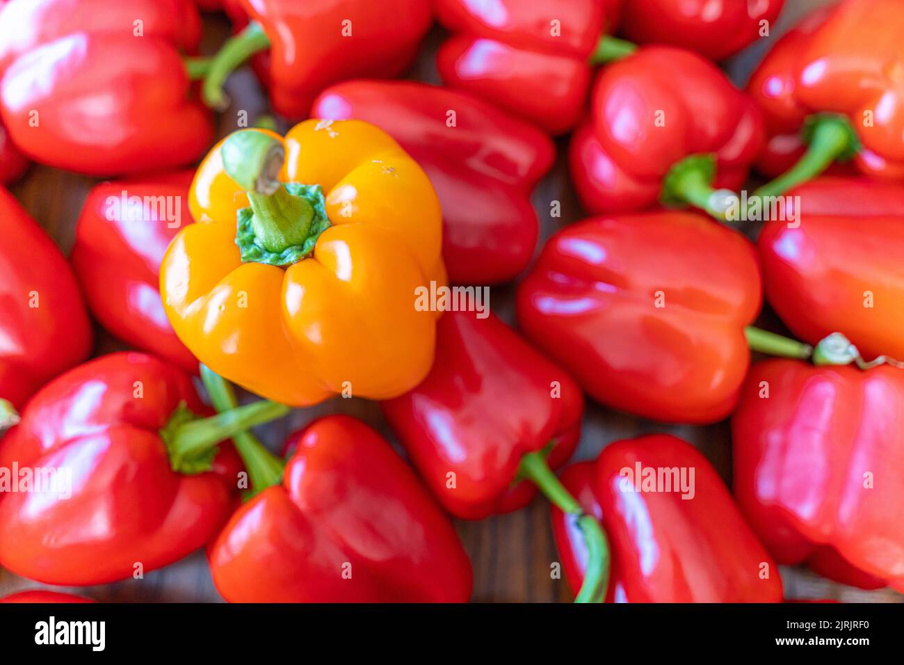 Pile of Organic Fresh Bell Peppers on display Stock Photo - Alamy