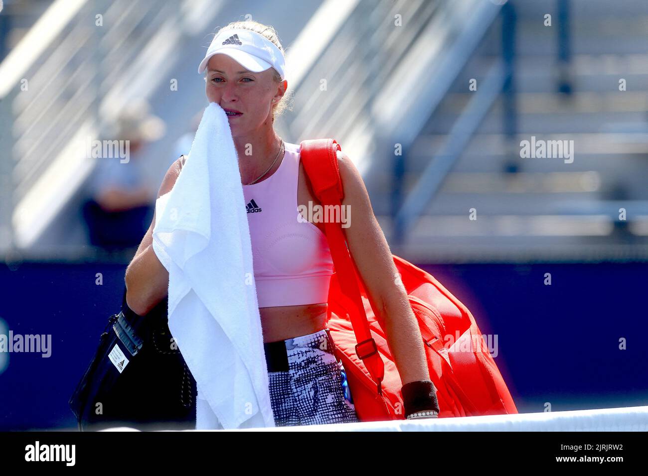 French tennis player Kristina Mladenovic plays and loses her qualification game against Sara Bejlek at The US Open in New York City, NY, USA on August 24, 2022. Photo by Charles Guerin/ABACAPRESS.COM Stock Photo