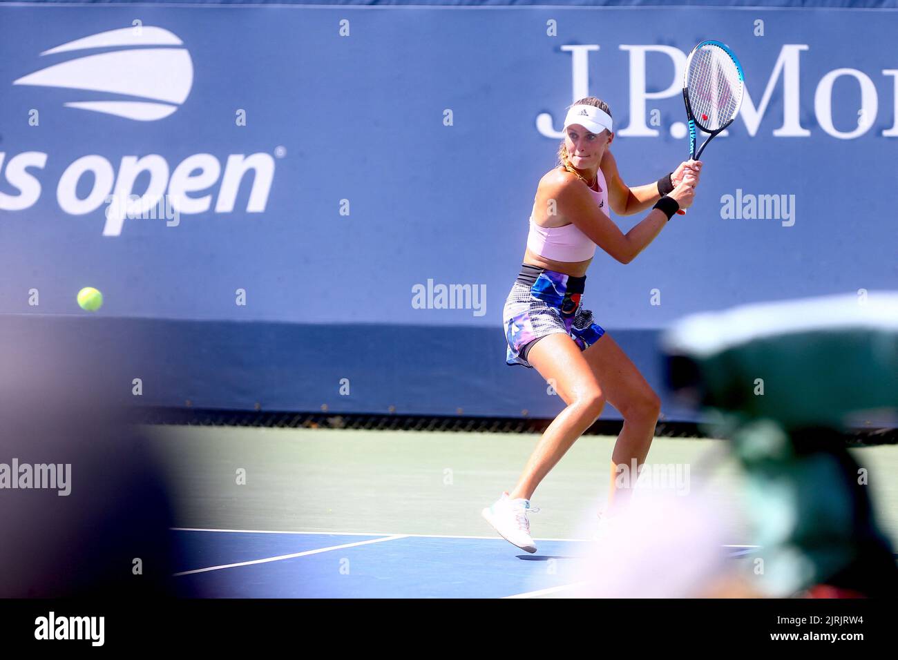 French tennis player Kristina Mladenovic plays and loses her qualification game against Sara Bejlek at The US Open in New York City, NY, USA on August 24, 2022. Photo by Charles Guerin/ABACAPRESS.COM Stock Photo