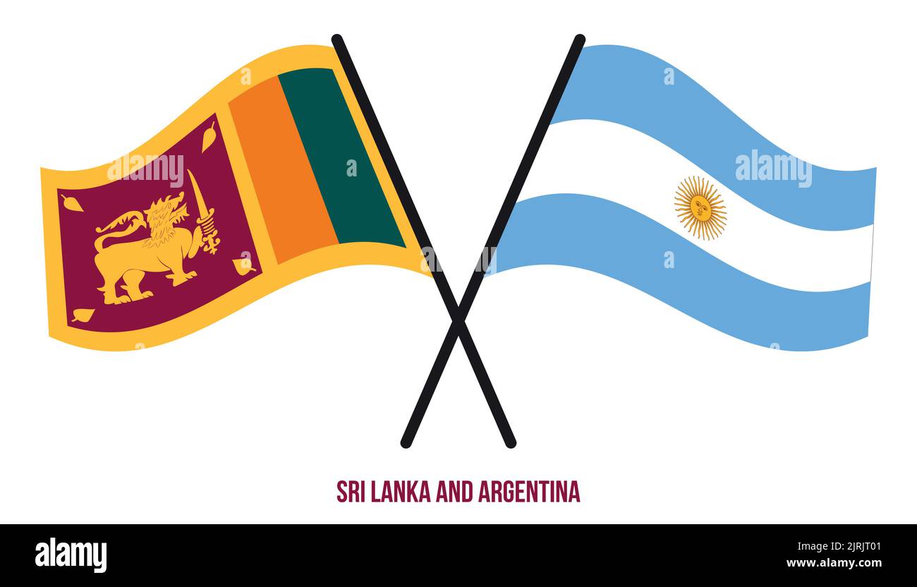 Sri Lanka and Argentina Flags Crossed And Waving Flat Style. Official ...