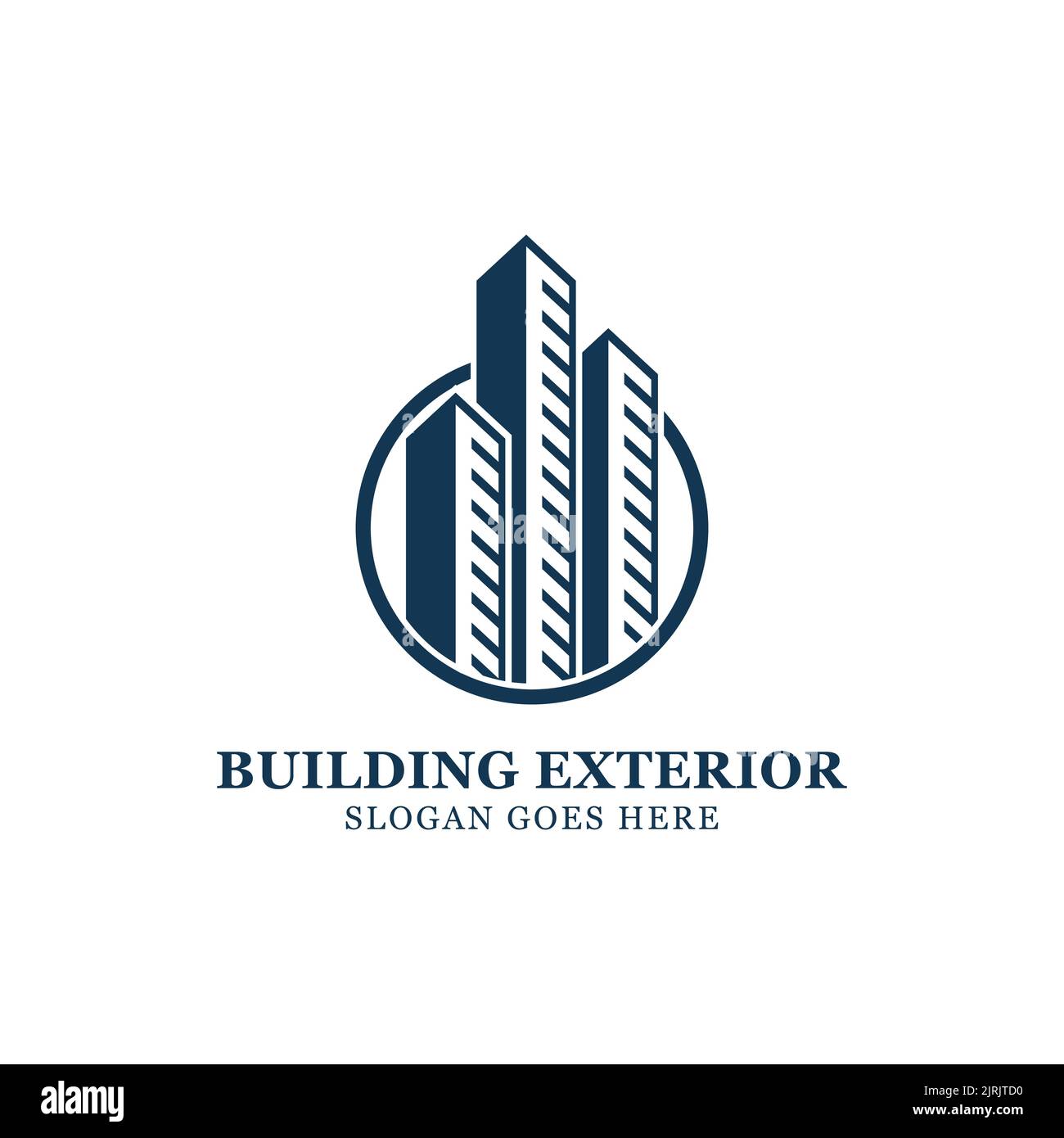 Building exterior logo illustration vector design inspirations with circle shape. Good for construction, real estate, skyscraper and business company Stock Vector
