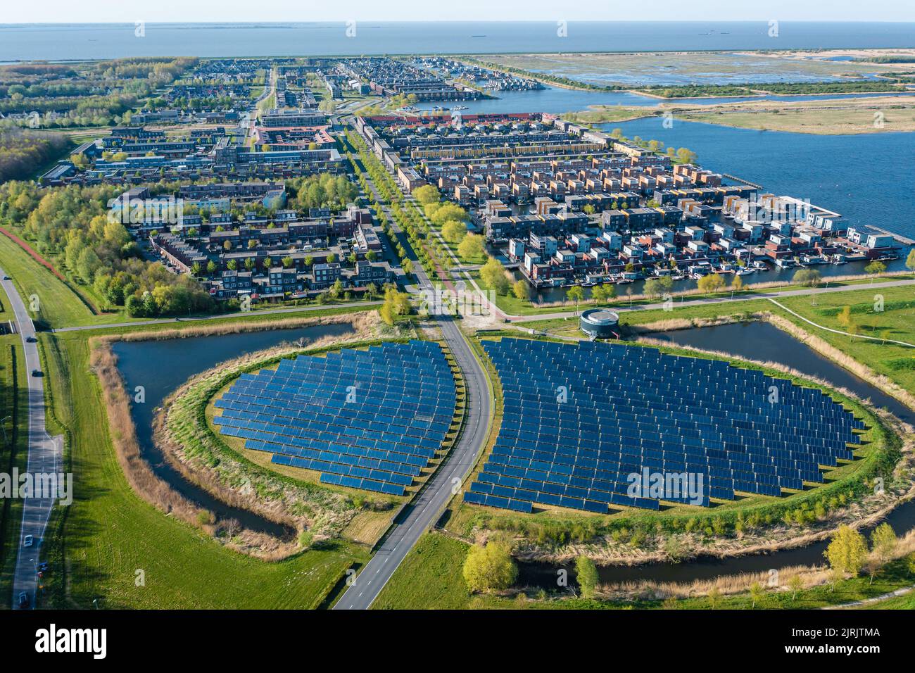 Modern sustainable neighbourhood in Almere, The Netherlands. The city