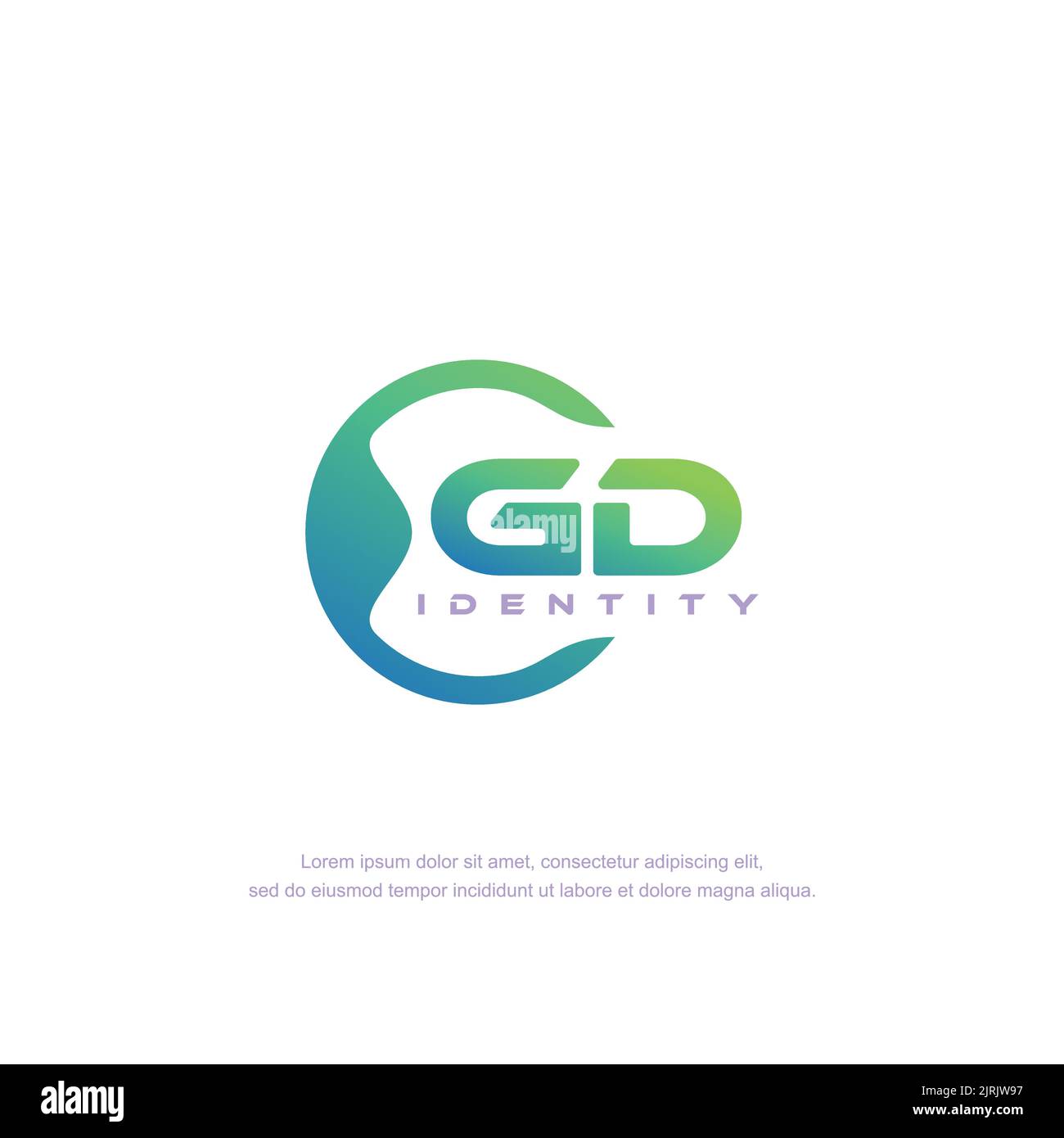 GD Initial letter circular line logo template vector with gradient color Stock Vector