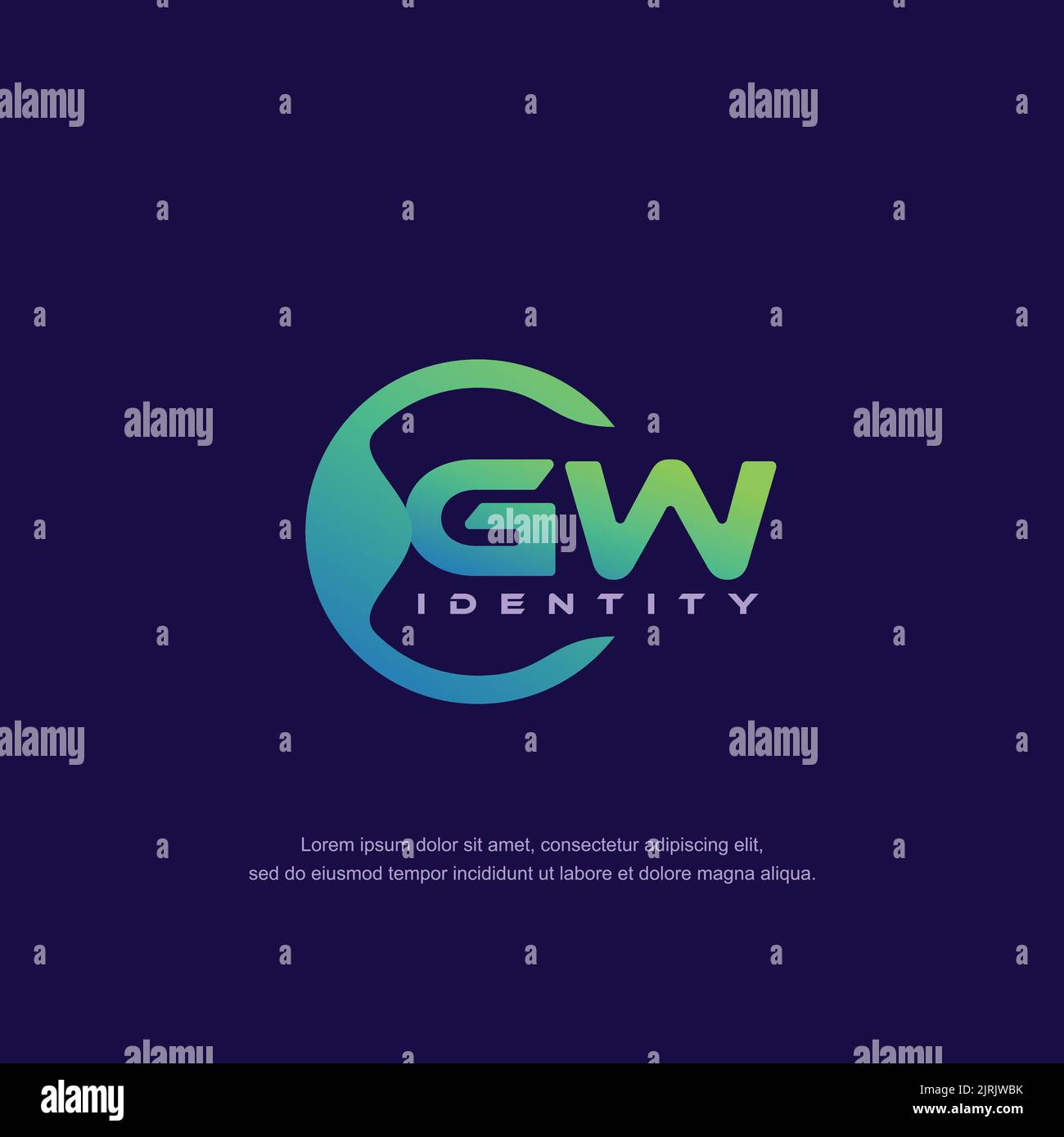 GW Initial letter circular line logo template vector with gradient color Stock Vector