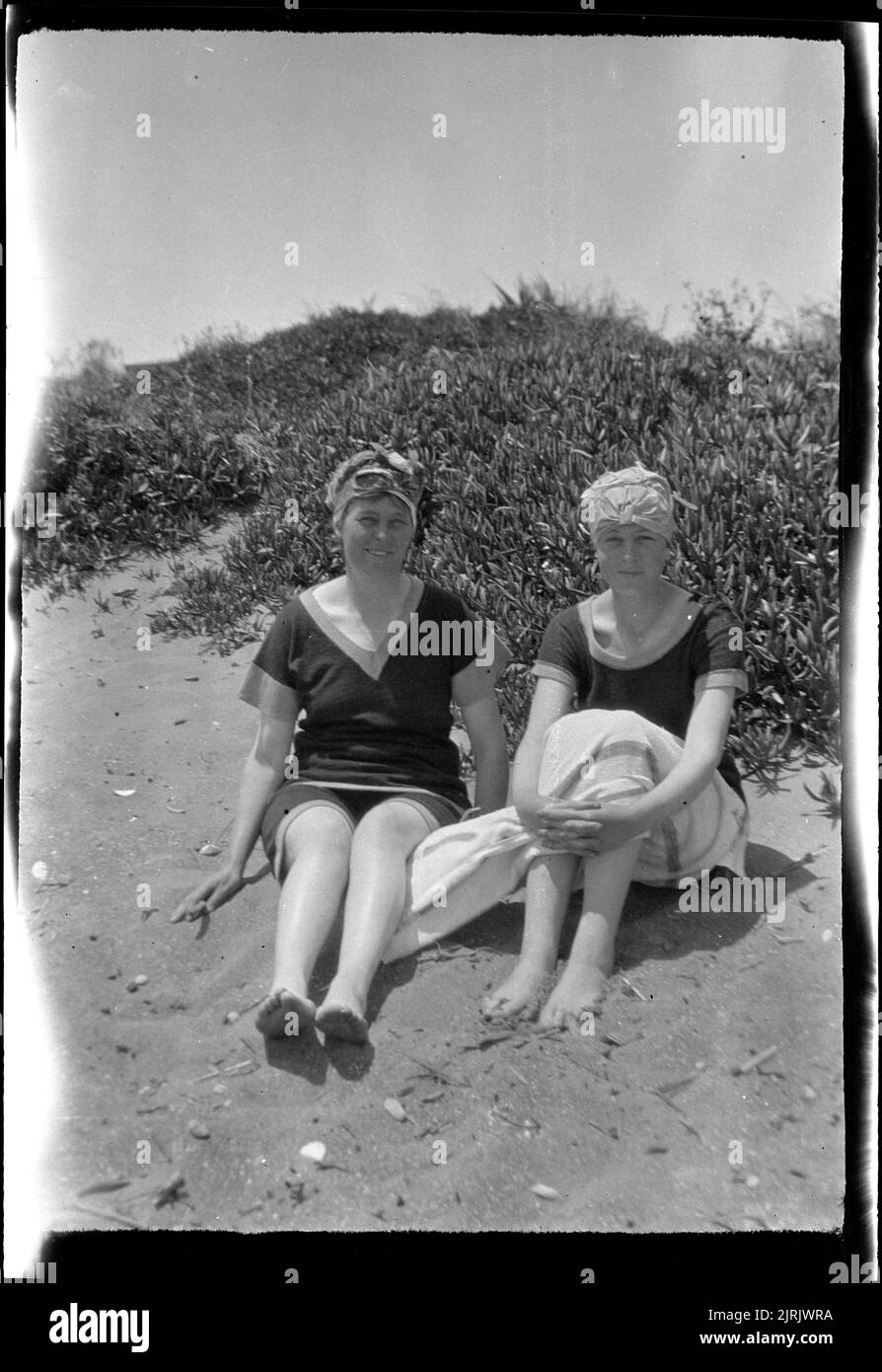 [Women at beach], 1920s to 1930s, by Roland Searle. Stock Photo